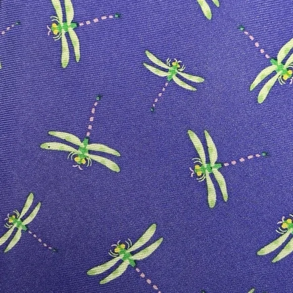 Alynn Dragonfly Silk Tie Purple Green Novelty Insect Necktie 57x3.7in - Picture 2 of 6
